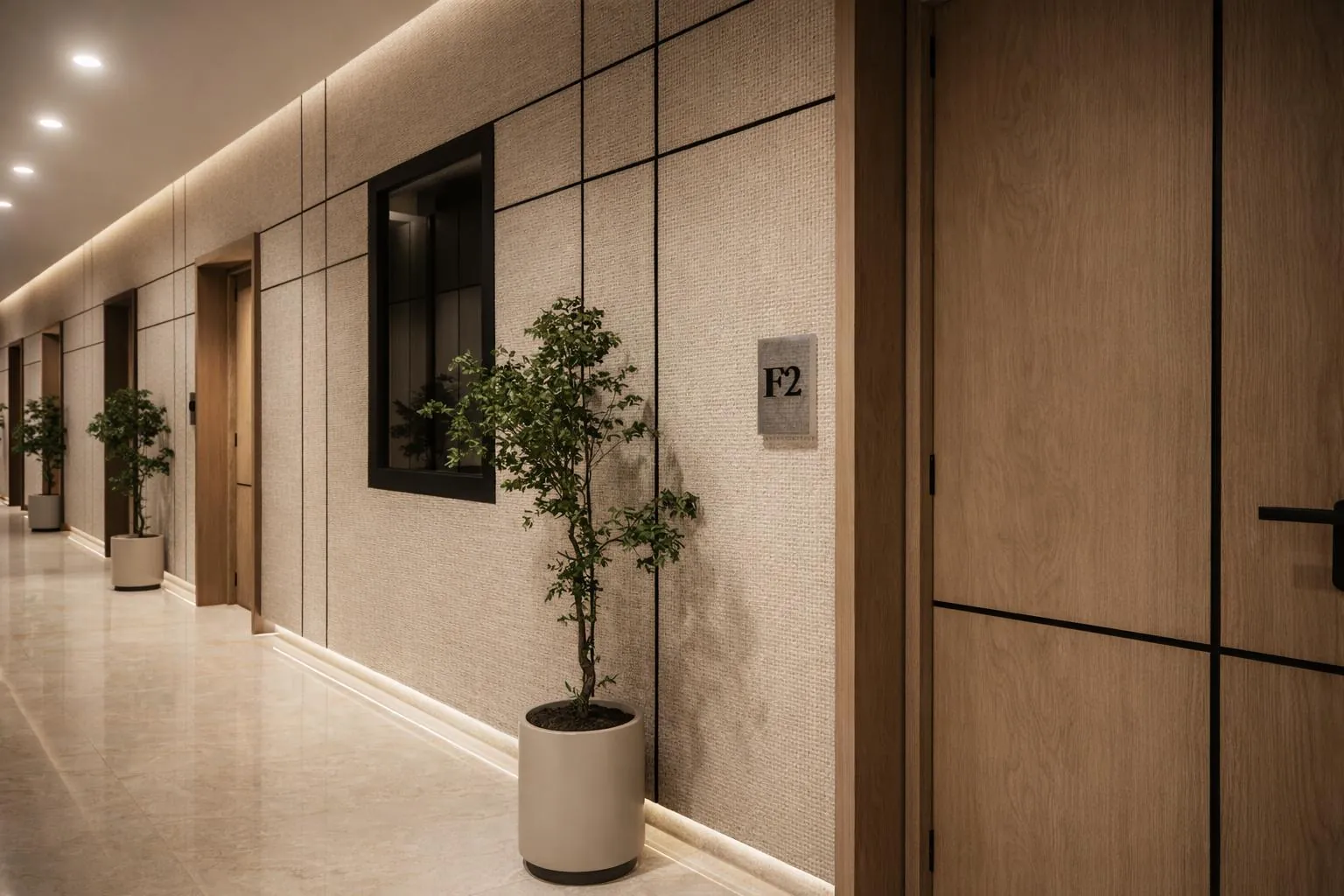 Corridor with planters